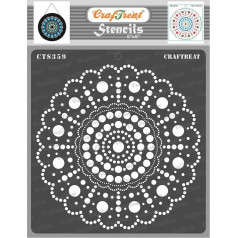 CrafTreat Dot Mandala trafareti gleznošanai uz koka, audekla, papīra, auduma, grīdas, sienas un flīžu - apaļas punktu mandalas - 6 x 6 collas - atkārtoti lietojami DIY mākslas un amatniecības trafareti - Dots spirālveida trafareti