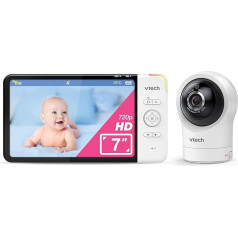 Vtech RM7764HD bērnu monitors ar kameru 1080p WiFi attālinātā piekļuve, 7 collu videomonitors, 360° pagrieziena un slīpuma leņķis, bērnu monitors ar kameru, HD nakts redzamība, 2-virziena sarunas temperatūras sensors, iOS un Android