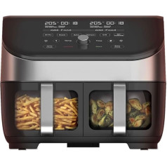 Instant Vortex Plus Double Basket ar ClearCook - 7,6 l digitālais karstā gaisa fritieris, nerūsējošais tērauds, 8-in-1 viedās programmas - cepšana, cepšana, grauzdēšana, grauzdēšana, dehidrēšana, sildīšana, XL ietilpība, 1700 W