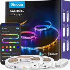 Govee LED lente, RGBIC LED lente 20 m, mūzikas sinhronizācija, segmentu vadība, krāsu maiņa, 64 skatuves režīmi, vadāma ar lietotnes palīdzību, ballītēm, mājām, guļamistabai, TV, 2 ruļļi pa 10 m