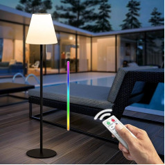 NiceBuy Saules stāvlampa āra dārza LED akumulatora stāvlampa bezvadu uzlādējama USB dimmable RGB stāvlampa IP44 Saules stāvlampas āra/iekšpuses terasei (melna)