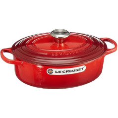 Le Creuset Signature 21186270602430 čuguna kastrolis ar vāku Diametrs 27 cm, ovāls 3,4 L, ķiršu sarkans