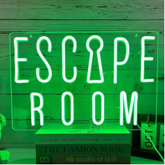 XJNOLGXIQU Escape Room Neon Sign Green Escape Room LED Sign Game Escape Neon Light for Wall Decoration USB burti Gaismas zīme Escape Room Games Boys and Girls