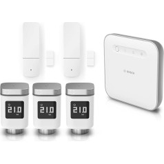 Bosch Smart Home apkures un komforta komplekts, 3 x radiatora termostats II, 2 x durvju/logu kontakts II, 1 x kontrolieris II