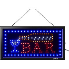 FITNATE LED Bar Sign, LED gaismas zīmes, 48 x 25 cm LED gaismas reklāma ar 2 gaismas režīmiem, ES kontaktdakša (sarkana un zila), LED svētku gaisma bāriem/uzņēmumiem/telpām pie sienas