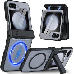 Oterkin Magnetic for Samsung Galaxy Z Flip 6 Case, [Compatible with MagSafe] [Hinge Protector & Stand] [Translucent Matte] Built-in Screen Protector, Shockproof Phone Case for Z Flip 6