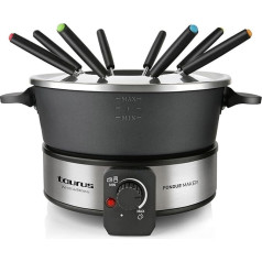 Taurus FF2 Fondue-Gerät, 1000 W, ietilpība 2 l, 8 Personen, einstellbare Temperatur, alle Arten von Fondue, ohne PFOA, Schwarz