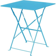 Bolero Klappbarer quadratischer Tisch für den Innen- und Außenbereich, Seaside Blue, pulverbeschichteter Stahlrahmen und -platte, 710(H) x 600(B) x 600(T) mm, melnā krāsā, GK985