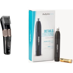 BaByliss Men Power Glide matu trimmeris E974E, 26 griešanas garumi (0,5 mm - 25 mm), 60 min. Akumulatora darbības laiks un MEN E650E deguna un ausu matiņu trimmeris.