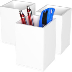 AITEE Acryl-Stiftehalter: 3 Stück, weißer Stiftebehälter, quadratischer Make-up-Pinselhalter, Schreibtisch-Organizer für Büro, Schule, Zuhause