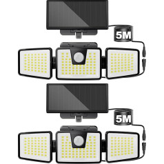 Солнечные светильники для улицы, 156 LED солнечный светильник с датчиком движения, настенный свет IP65 водонепроницаемый 270 ° угол освещения, со