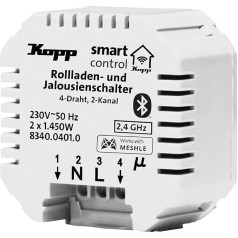 Kopp Smart-Control Switch Actuator for Roller Shutters, Blinds and Awning Control, Smart Home Bluetooth Mesh Technology, Amazon Alexa, Google Home, 834004010