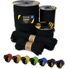 EdcX Paracord (4 mm), 35+ vienkrāsainas krāsas (10 m, 15 m, 30 m, 50 m, 100 m, 300 m), ideāli piemērots amatniecībai, kempingiem, brīvā dabā, 100% neilona virve, taktiskā 550 aukla, III tips