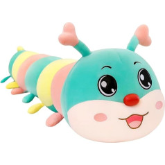 TINAYAUE 110cm Cute Caterpillar spilvens Cuddly pūkains plīša rotaļlieta Soft Long Throw Pillow Cartoon Animal Pildīti Sleeping Pillow Cozy Bed Leg Pillow Playroom Doll