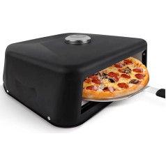 Pārnēsājamā picu krāsns Grila plāksne Pizza Maker Ūdensizturīgs daudzfunkcionāls ar termometru āra grilam Pizza Stone Black