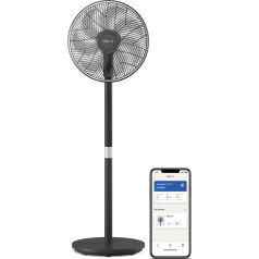 Philips viedo grīdas ventilatoru sērija 3000. Spēcīga un īpaši klusa SilentWings tehnoloģija. 19 dB. 2-in-1 galda un pjedestāla ventilators. Nolokāms un grozāms. Lietojumprogrammas vadība. 12 taimeris. Melns (CX3550/01)