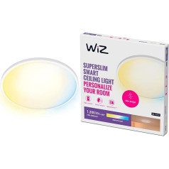 WiZ Tunable White Superslim Deckenleuchte (1300 lm), LED Leuchte mit warm- bis kaltweißem dimmbarem Licht, smarte Lichtsteuerung über WLAN per Stimme/App, weiß