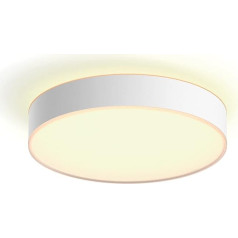 Philips Hue White Ambiance Devere griestu gaisma M (2450 lm) ar dimmera slēdzi, dimmerējama griestu gaisma Hue apgaismes sistēmai ar visiem baltajiem toņiem, vieda gaismas vadība ar balsi un lietotni, balta