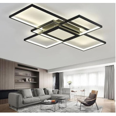 SXLXQM Griestu gaisma Dzīvojamā istaba LED moderna griestu gaisma Melna dzīvojamās istabas lampa 118 W ģeometriska sienas lampa Daudzfunkcionāls griestu apgaismojums guļamistabai Dzīvojamā istaba Birojs