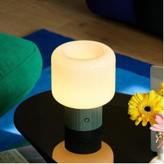 MAGCHARM HALO sēņu lampa, LED bezvadu galda lampa ar stikla abažūru, 3-virzienu dimmējama naktslampiņa guļamistabā, maza, simpātiska galda lampa, retro zaļa krāsa