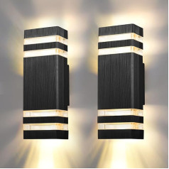 Uennm Pack of 2 LED āra sienas lampas, antracīta sienas lampas, āra iekštelpu ūdensizturīgs āra apgaismojums ar uz augšu uz leju GU10 ligzdu viesistabai, kāpnēm, guļamistabai, dārzam