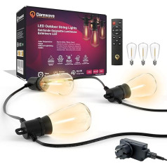 Darewave 19 m LED pasaku gaisma āra Power Fairy Lights āra apgaismojums ar 30 + 3 spuldzēm ST38 Dimmable Warm White IP65 Ūdensizturīgs LED āra pasaku apgaismojums dārzam, balkonam, terasei, svinībām