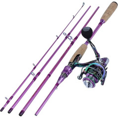 caihuashopping Profesionāla makšķerēšanas makšķeres un spolītes Combo komplekts Spininga makšķerēšanas spole un spininga makšķeres Makšķerēšanas aukla Bait Bag Hook Float Full Set Makšķerēšanas makšķere (Komplekti : 2,1 m un 2000, 