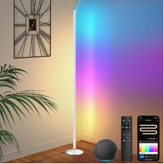 Yicenscoltd LED grīdas lampa, WiFi RGBCW regulējama grīdas lampa, balss vadība no viedajiem skaļruņiem Alexa/Google Home, ar tālvadības pulti, piemērota viesistabai, guļamistabai, spēļu istabai