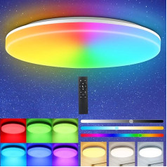 RGB LED griestu gaisma ar tālvadības pulti, 36 W, 3600 LM griestu gaisma, krāsu maiņa ar 7 krāsām, IP54 ūdensizturīgs vannas istabas apgaismojums viesistabai, guļamistabai, bērnu istabai, vannas istabai,