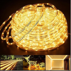 StarryEver 15 m 600 LED cauruļu pasaku gaismas ārā savienojams, silti balta LED virtene Lights Power ar taimeri, 8 režīmi IP68 āra gaismas caurule darbināms ar strāvu dārzam