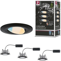 Paulmann Calla 93096 LED padziļinājumā iebūvējamās gaismas komplekts 3 rotējošās IP65 90 mm 30° 3 x 550 lm balts slēdzis, ieskaitot 3 x 5 vatu melns matēts plastmasas 3000 K