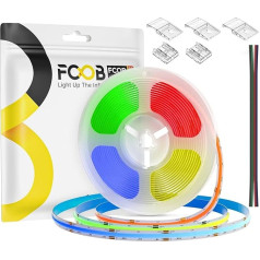 FCOB COB COB RGB LED sloksne Elastīga augsta blīvuma 840LEDs/m 15W/m 16.4FT/5M DC24V 10mm plata CRI90+ IP30 nav ūdensnecaurlaidīgs Daudzkrāsains Dimmable DIY dekorēšanai (nesatur barošanas avotu un kontroli)