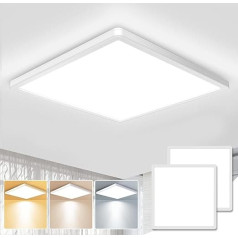 zemty LED griestu gaisma plakana 28 W 29,5 cm, 3000 K/4000 K/6500 K Griestu gaisma Square Panel 3 krāsas Ultra plānas lampas IP44 Vannas istabas modernas griestu lampas vannas istabai guļamistaba virtuve gripa Pack of 2