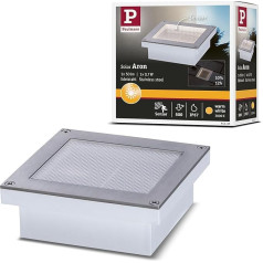 Paulmann Aron 94238 Solar Recessed Floor Light LED āra gaisma kvadrātveida, ieskaitot 1x 0,7 W melna nerūsējošā tērauda plastmasas 3000 K silti balts