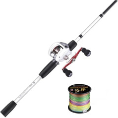 Makšķerēšanas nūja 4 sekcijas 1,98 m Bass Makšķerēšanas nūja un Baitcasting Makšķerēšanas spole, Ultralight Casting Rod Combo Travel Makšķerēšanas komplekts Portable Travel Makšķerēšanas nūja (izmērs : labā roka, krāsa : A)