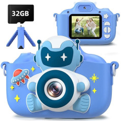 Gofunly Bērnu kamera zēniem ar 2,0 collu ekrānu 1080P HD videokamera ar 32GB karti Selfie digitālā kamera Bērnu fotoaparāts Bērni kameras bērniem 3-12 gadi Dāvanu bērnu rotaļlieta