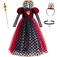 Lito Angels Queen of Hearts Alise in Wonderland kostīms Fancy Dress kleita ar aksesuāriem bērniem Meitenēm Sarkans Melns