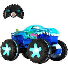 Hot Wheels Monster Trucks JBD90 Nuotolinio valdymo automobilinis žaislas Truck Oversized Mega Wrex Alive 1:15 mastelio su nuotolinio valdymo pulteliu, 3 nuotolinio valdymo žaidimo režimai su interaktyviomis šviesomis ir garsais