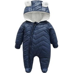 Alunsito Baby Boys Baby meitenes Romper ziemas silts sniega tērps garām piedurknēm Jumpsuit Zip Hoodie Solid Bodysuit One Piece Playsuit