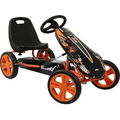 hauck Speedster kartings bērniem no 4 gadiem līdz 50 kg, ķermeņa izmērs 90-110 cm, pedāļu auto ar rokas bremzi, regulējams sēdeklis, pārnesums uz priekšu un atpakaļgaitā, pedāļu piedziņa, EVA riepas (oranžs)