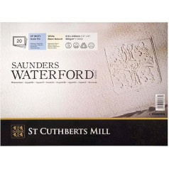 SAUNDERS WATERFORD SERIES St Cuthberts Mill Saunders Waterford akvareļpapīrs T46330051011C: 300 g/m², smalkgraudains, akvareļpapīrs, 31 x 23 cm, līmēts visapkārt, 20 lapas baltas