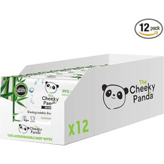 The Cheeky Panda Bambusa bērnu salvetes - bez aromāta, bez smaržas - 768 mitrās salvetes - 12 x 64 salvetes - bez plastmasas - 100% bioloģiski noārdāmas - īpaši mīkstas - ilgtspējīgas un videi draudzīgas