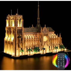 BrickBling tālvadības gaismu komplekts, kas saderīgs ar Lego Notre-Dame de Paris (nav modelis), LED apgaismojuma komplekts, kas saderīgs ar Lego 21061 Architecture Notre-Dame de Paris Creative Gift