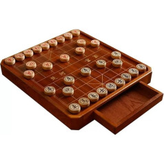 Ķīnas šaha un dambretes komplekts ar glabāšanas atvilktni, pārnēsājams, magnētisks, Xiangqi 2-in-1, šaha un dambretes galda spēles, stratēģijas spēles, ceļojumu spēle (izmērs: 11,8 x 10,6 x 1,6 collas)