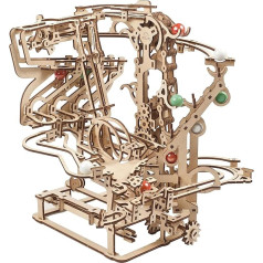 UGEARS Koka marmora skrējiens ar ķēdes pacēlāju - mehāniskā 3D koka puzle pieaugušajiem, DIY modeļu komplekts pieaugušajiem, unikāla puzle pieaugušajiem - 3D puzzle marmora spēles dāvanas - 400 gabaliņi