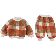 Moent Baby Coat + Pants Outfits Toddler Kids Boys Meitenes Meitenes Pled Velūrs Kokvilnas ziemas silts Turn-down apkakle mēteļi Tops bikses komplekts apģērbs - oranžs, izmērs: 80