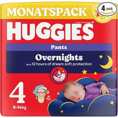 Huggies nakts autiņbikses 4. izmērs (9-14 kg), Mēneša autiņbiksīšu kaste, 104 gabali (4x26), nakts autiņbiksītes