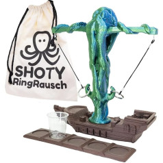 Shoty® RingRausch - Ražots Vācijā, ieskaitot auduma maisiņu | Premium Ring Toss spēle pieaugušajiem | Jautra Ring Toss spēle ballītei un dārzam (zils/zaļš, Octopus dizains)