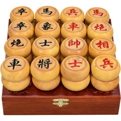 Ķīniešu kastes koka šaha spēle ar ādas tāfeli dāvanu kastē, Xiangqi 2 spēlētājiem, tradicionālais pārnēsājamais ķīniešu šaha ceļojumu galda komplekts (7,8 cm/3,1 collas)