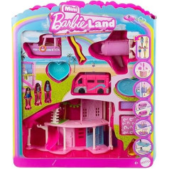 Barbie Mini BarbieLand Dream Villa un 3 transportlīdzekļi Rotaļu komplekts ar 4 1,5